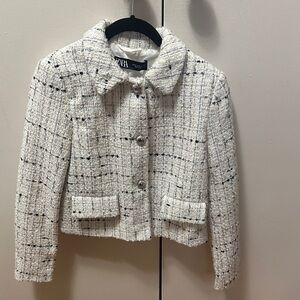 Zara Women's Cream Tweed Blazer